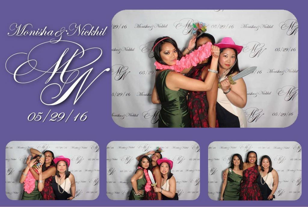 three women in photo booth