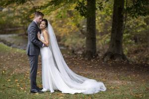 photo of wedding couple in park in nj