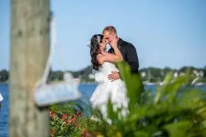 photo of wedding couple near nj river