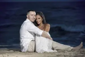 wedding couple on the beach in nj