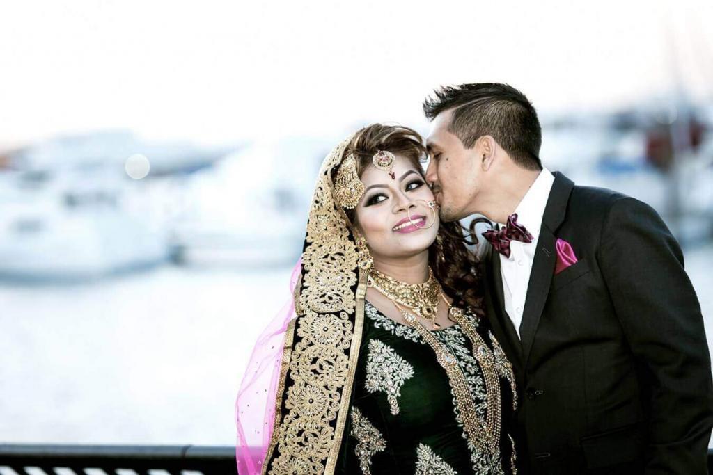 portrait of wedding indian couple