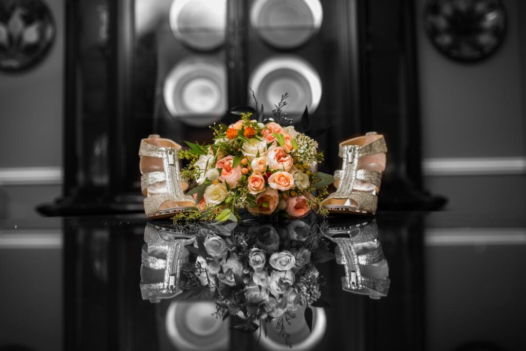 bride's bouquet with their friends at Spring Lake Manor, Spring Lake, New Jersey