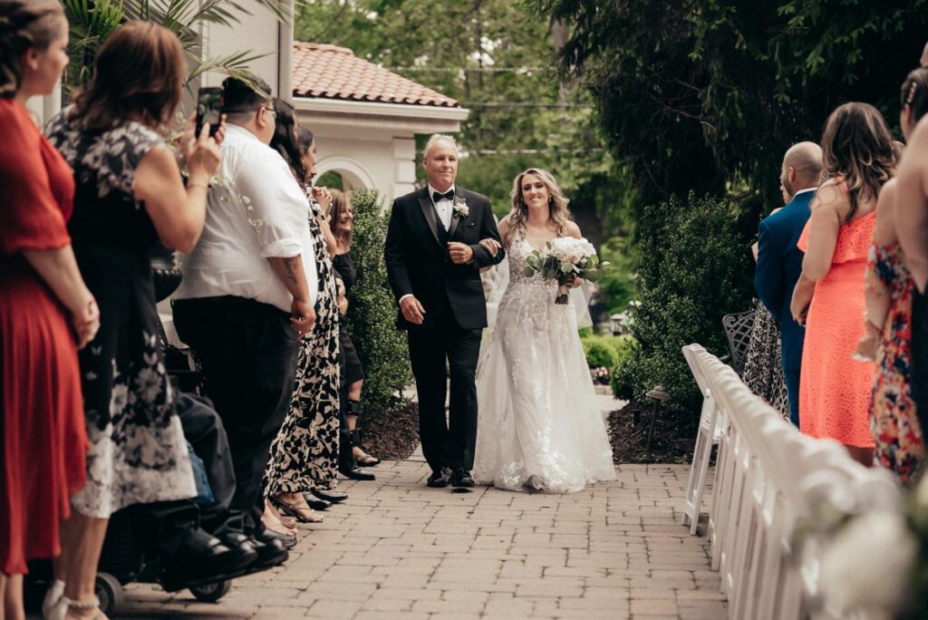 bride with her father at The Park, Belleville, New Jersey