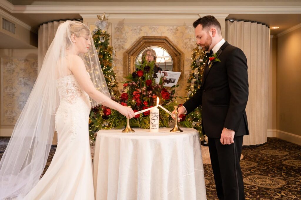 groom & bride at Olde Mill Inn, Basking Ridge, New Jersey