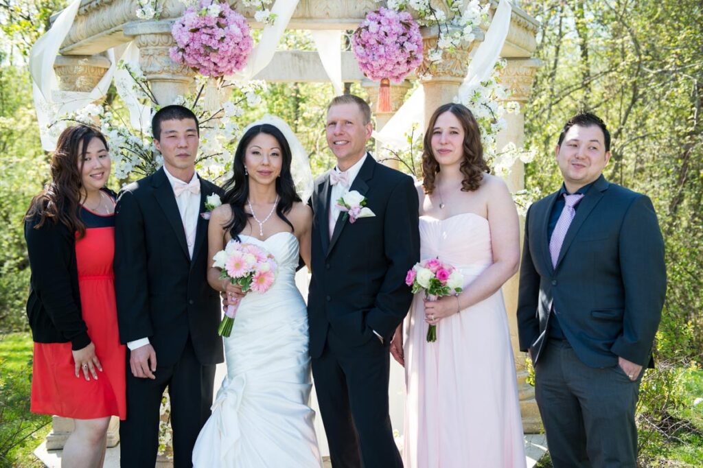 bride and groom with guests at The Hamilton Manor, Hamilton Township, New Jersey