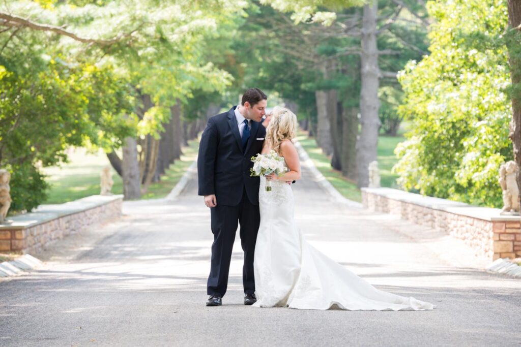 groom and bride at The Ashford Estate, Allentown, NJ