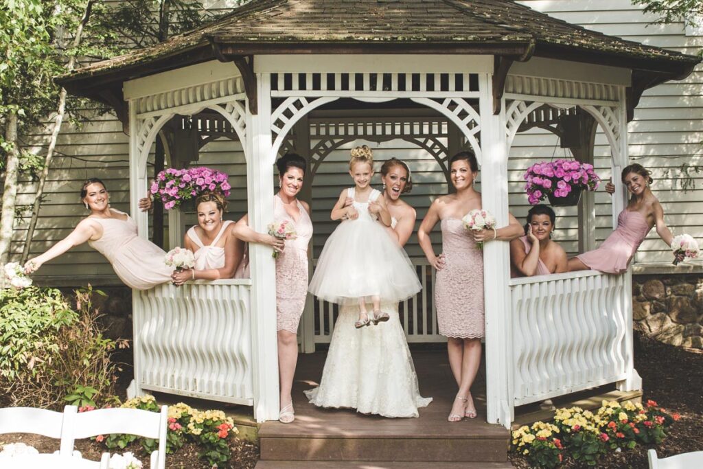 bride with her guests at Olde Mill Inn, Basking Ridge, New Jersey