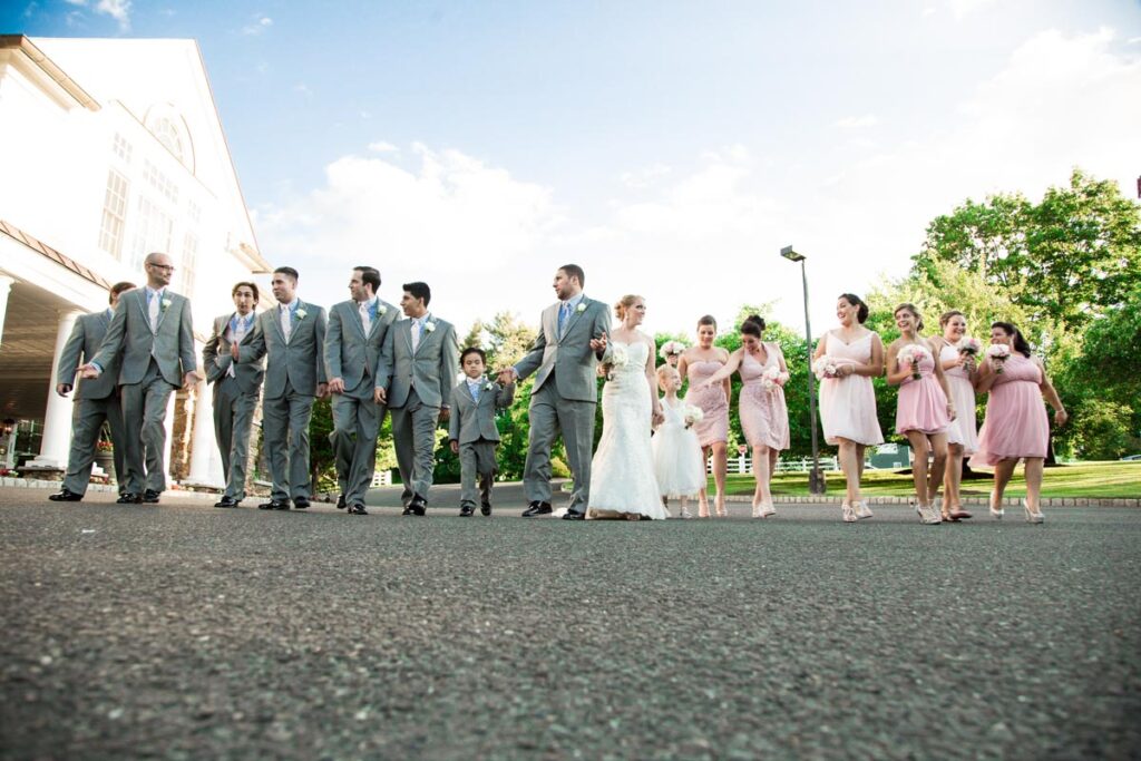 groom & bride with guests at Olde Mill Inn, Basking Ridge