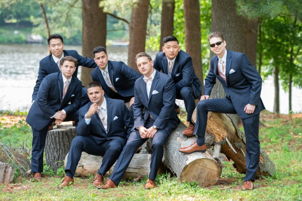 groom and his guests at Farrington Lake, East Brunswick, NJ