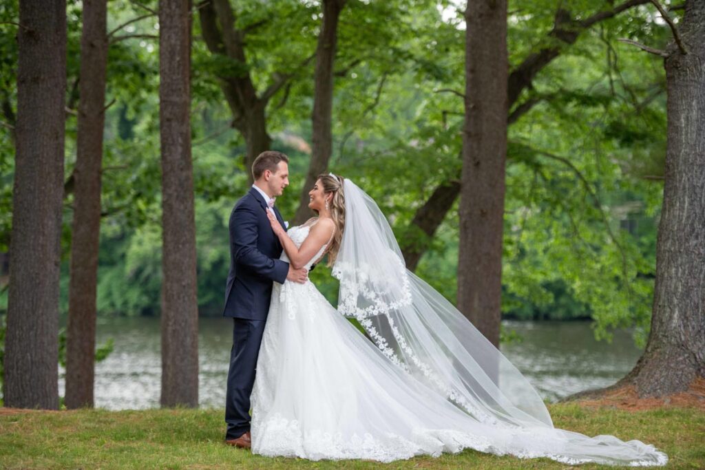 loving newlyweds at Farrington Lake, East Brunswick, New Jersey