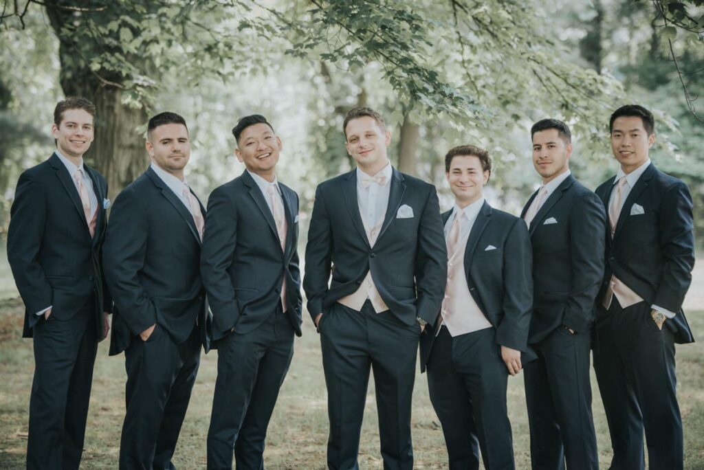 groom and guests at Farrington Lake, East Brunswick, NJ
