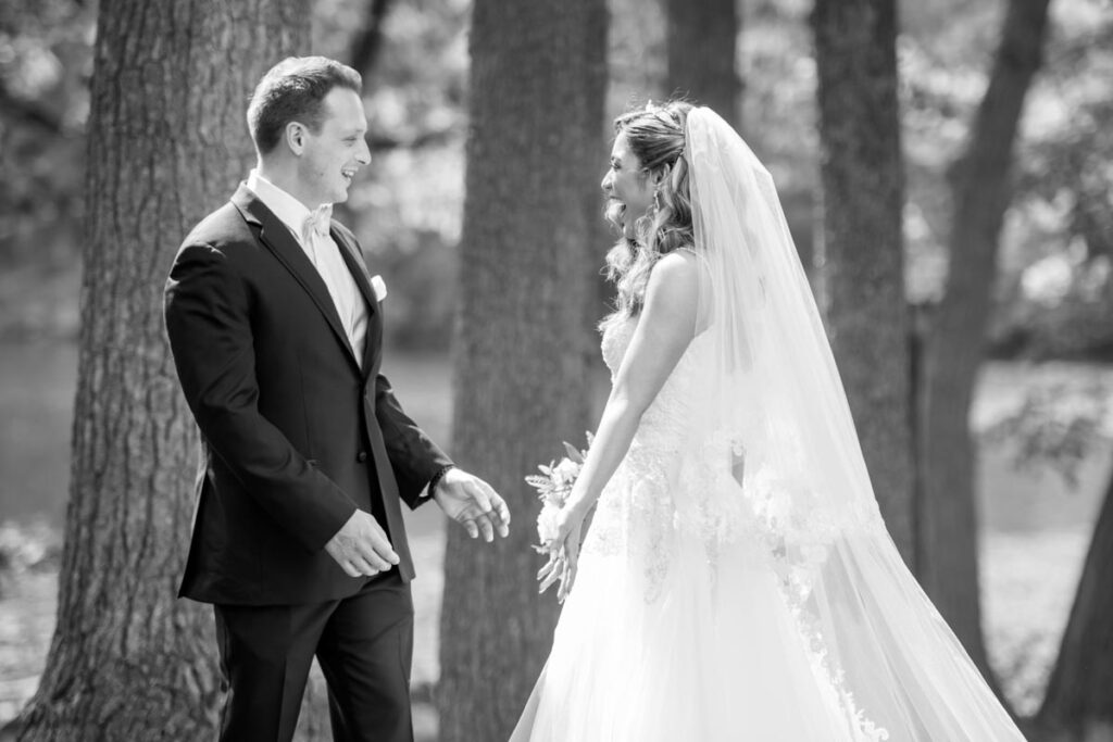 b&w photo of wedding couple East Brunswick