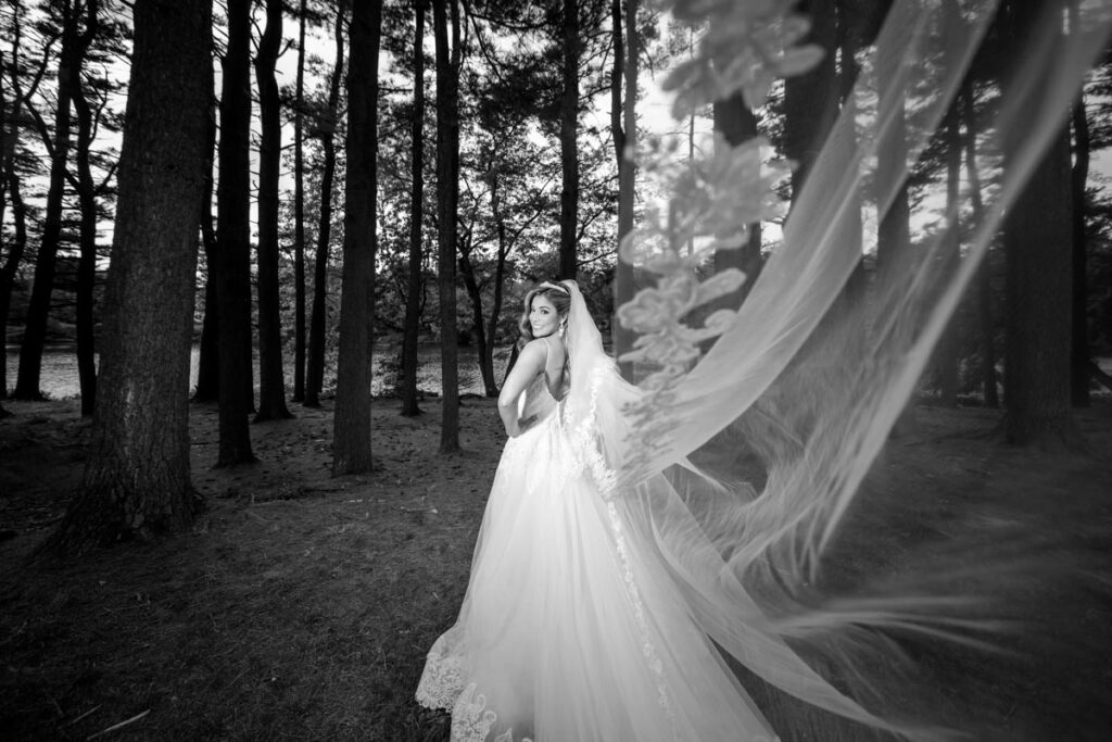 bnw photo of happy bride in a park East Brunswick, NJ