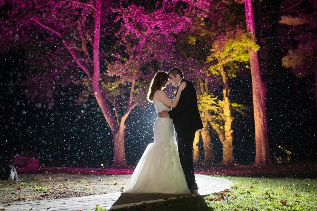 newlyweds dancing at night East Brunswick, NJ