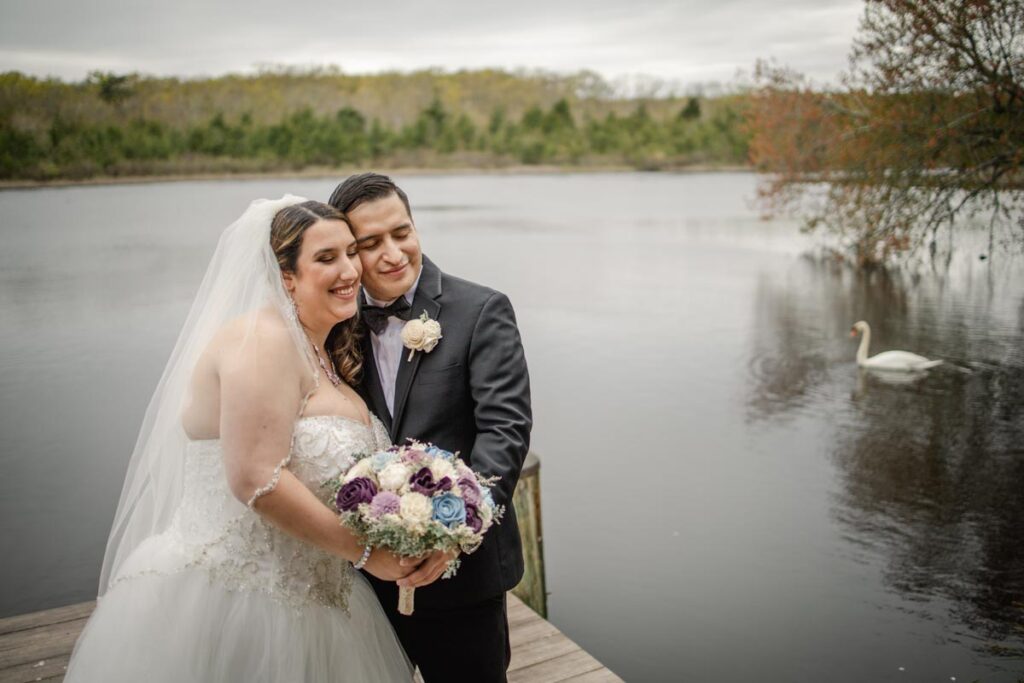 groom and bride at The Mill Lakeside Manor, Spring Lake, New Jersey