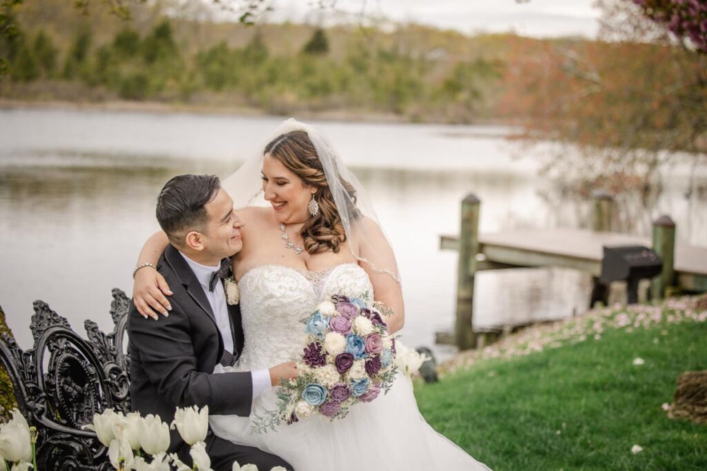 groom & bride hugging - The Mill Lakeside Manor, Spring Lake, New Jersey