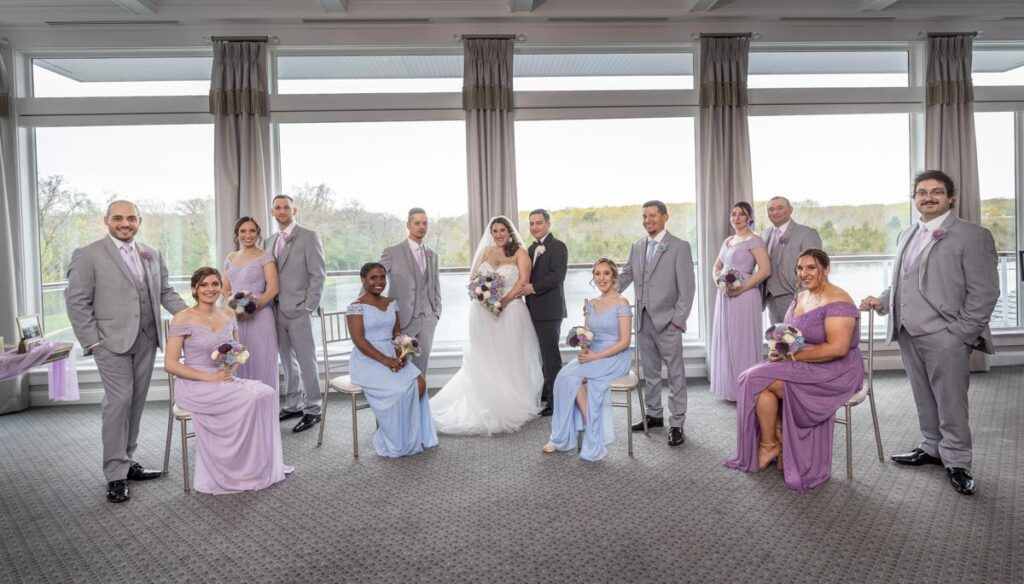 groom and bride with family at The Mill Lakeside Manor, Spring Lake, NJ