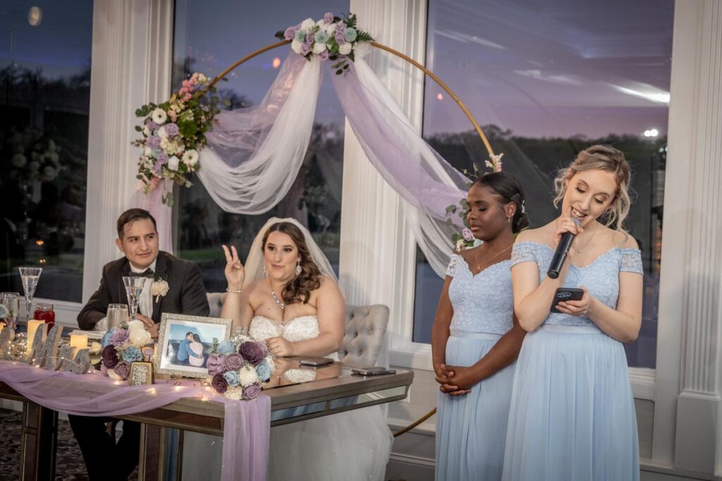 bride and groom with guests at The Royal Manor, Garfield