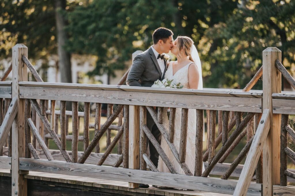 Couple's kiss in garden, The Mill