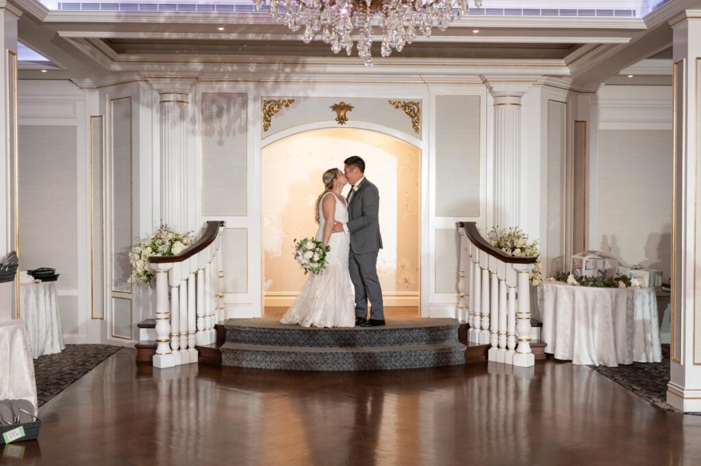 Marriage couple kissing at The Royal Manor, Garfield