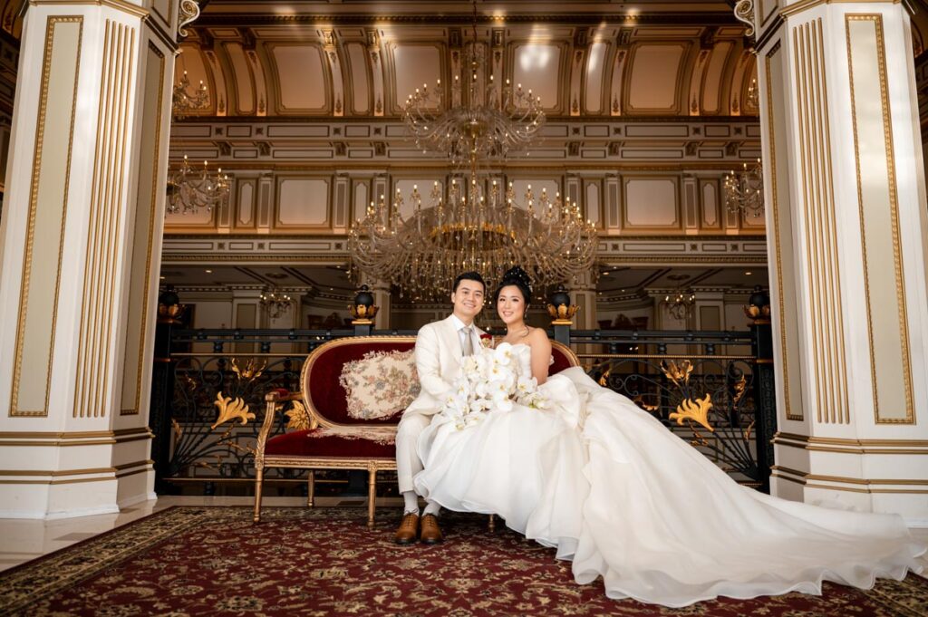 bride and groom at The Legacy Castle, Pompton Plains