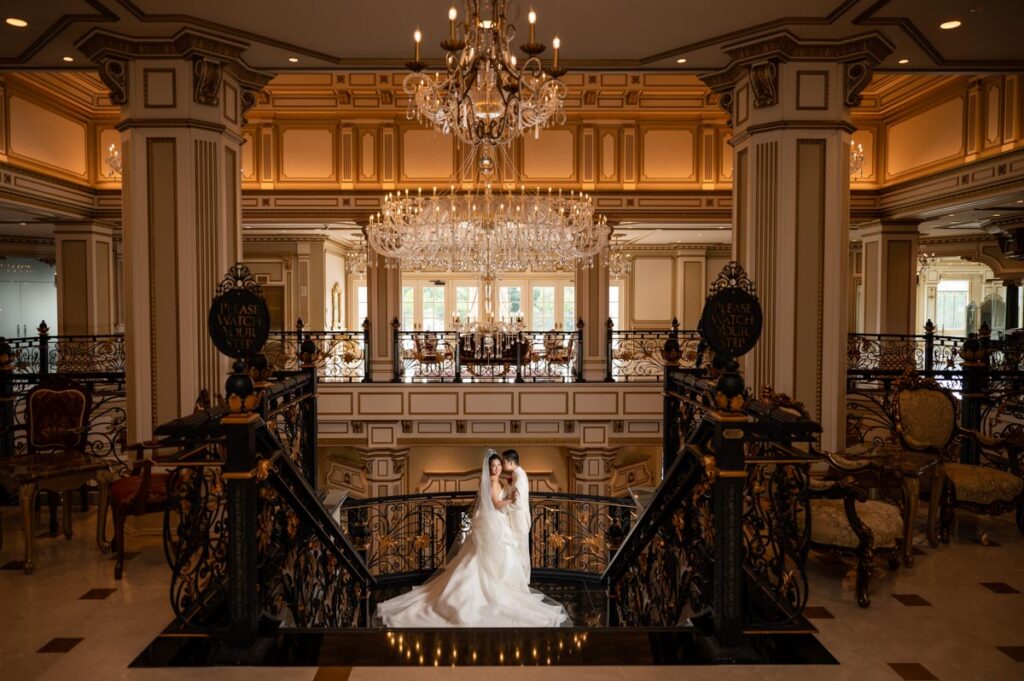 bride & groom at The Legacy Castle, Pompton Plains