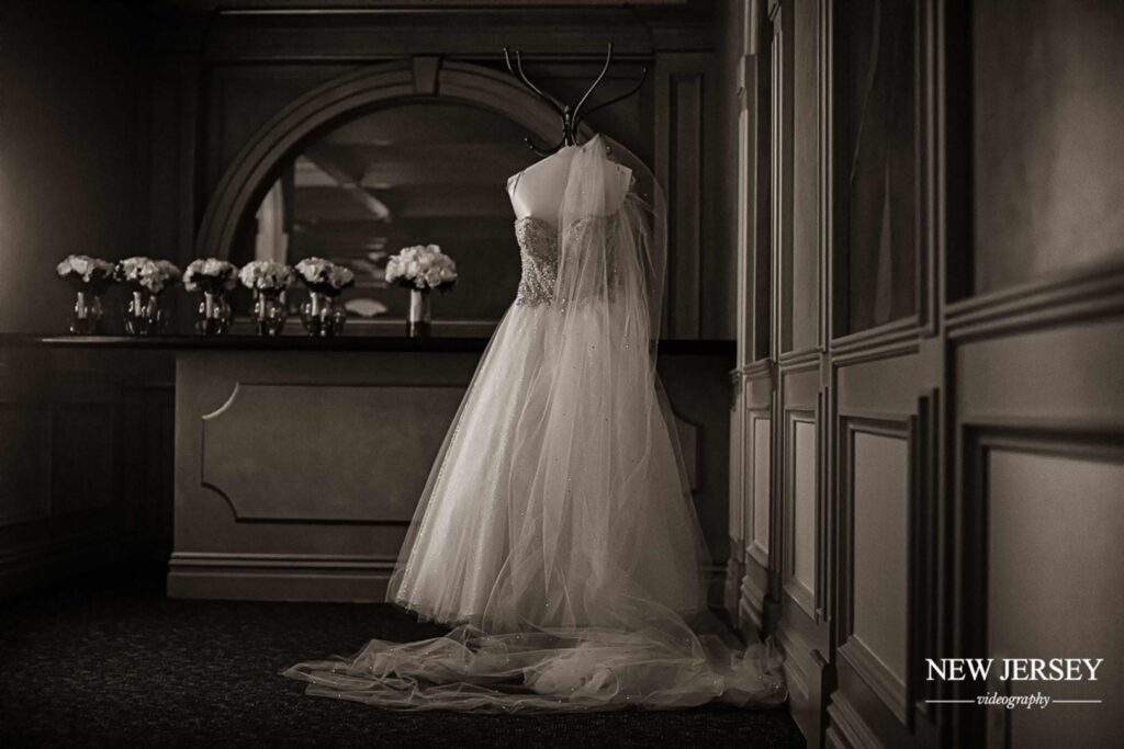 bw photo of a bride's dress - The Royal Manor, Garfield, New Jersey