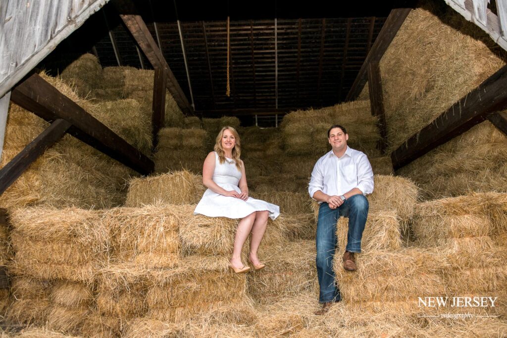 Playful engagement photo in NJ of a couple