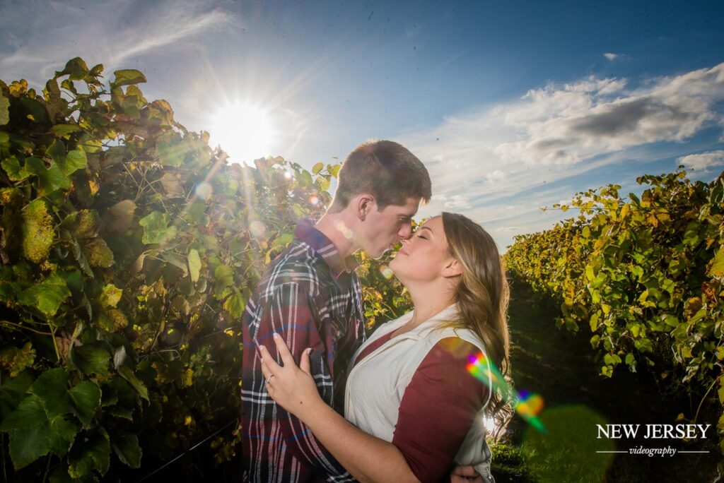 Romantic silhouette of a couple against the sunset