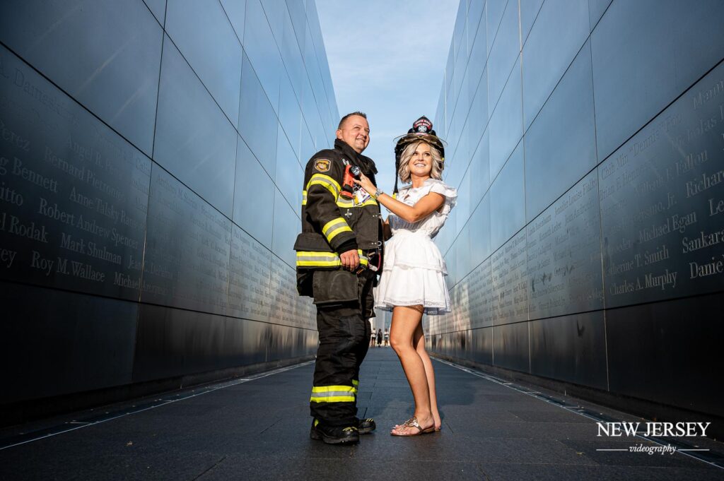 NJ engagement photo of fireman and his girlfriend