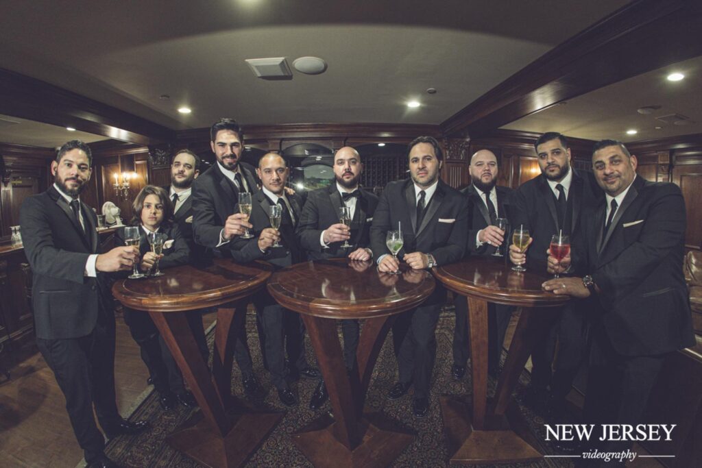 groom's friends having photoshoot