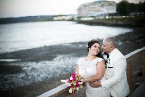 wedding photo of couple on the beach