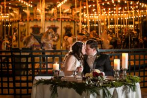 portrait of kissing newlyweds