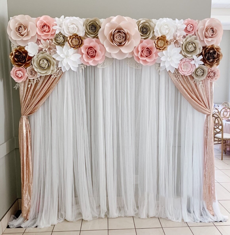 Paper flower wall backdrop